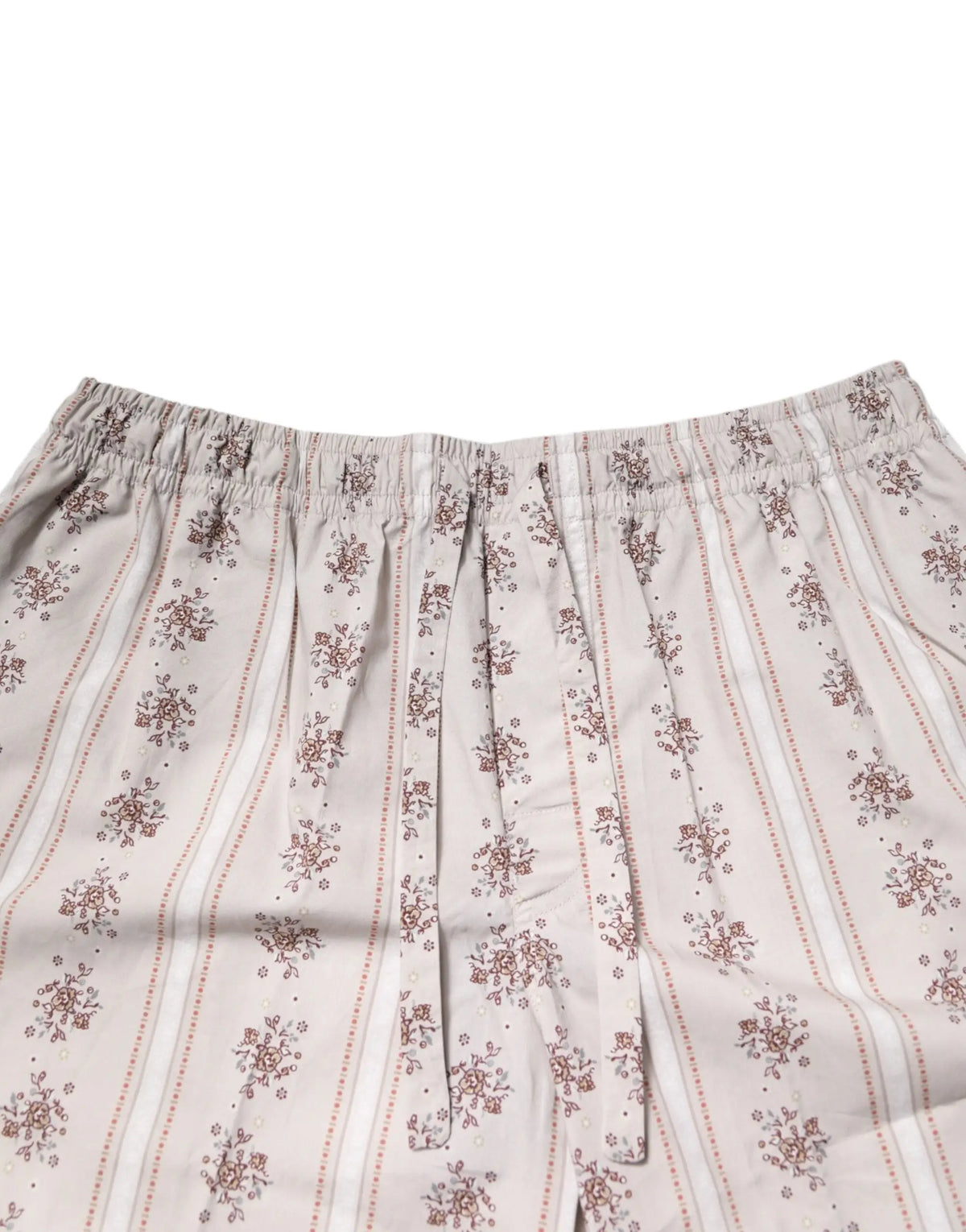 Pantalon de pyjama beige dolce & gabbana en coton avec motif floral délicat rose et marron et rayures verticales