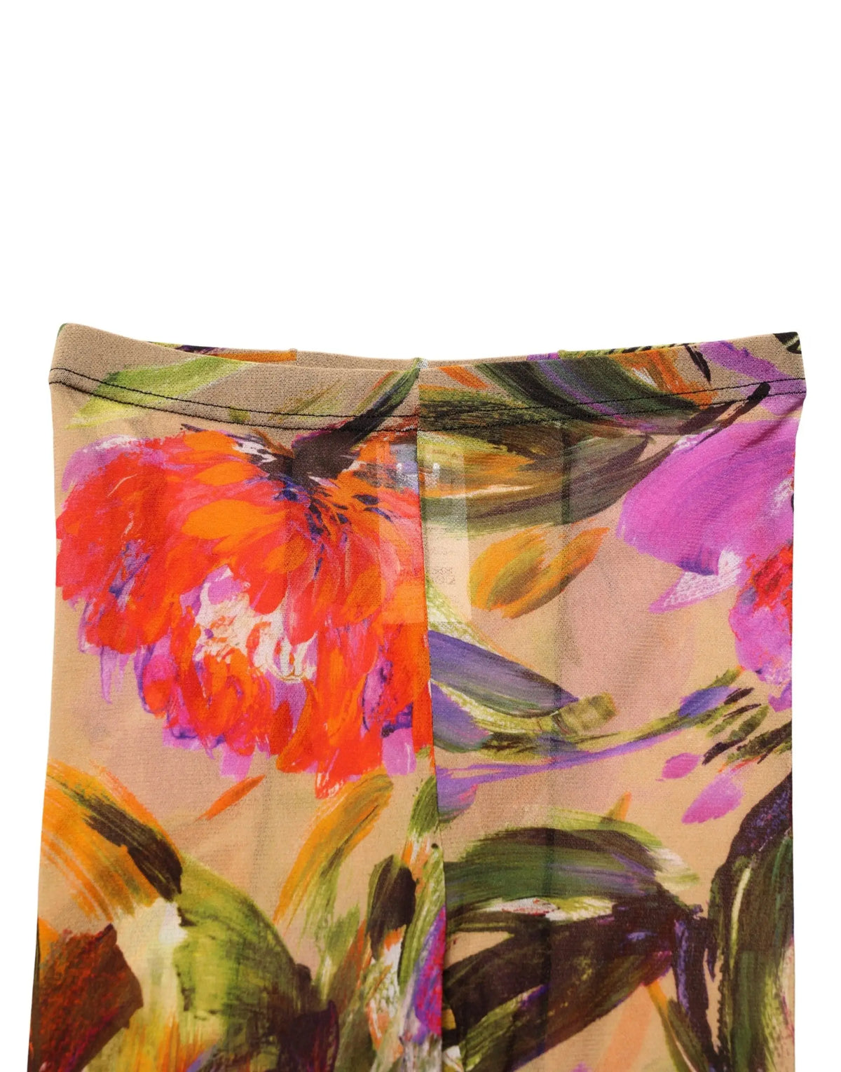 Beige dolce & gabbana sheer tights with vibrant abstract floral pattern in orange purple green and brown