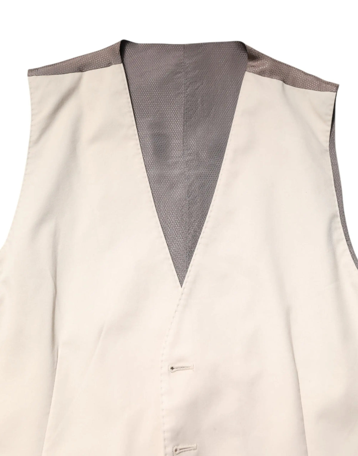 Beige et gris dolce & gabbana gilet homme sans manches avec doublure texturée et boutons subtils pour tenue formelle