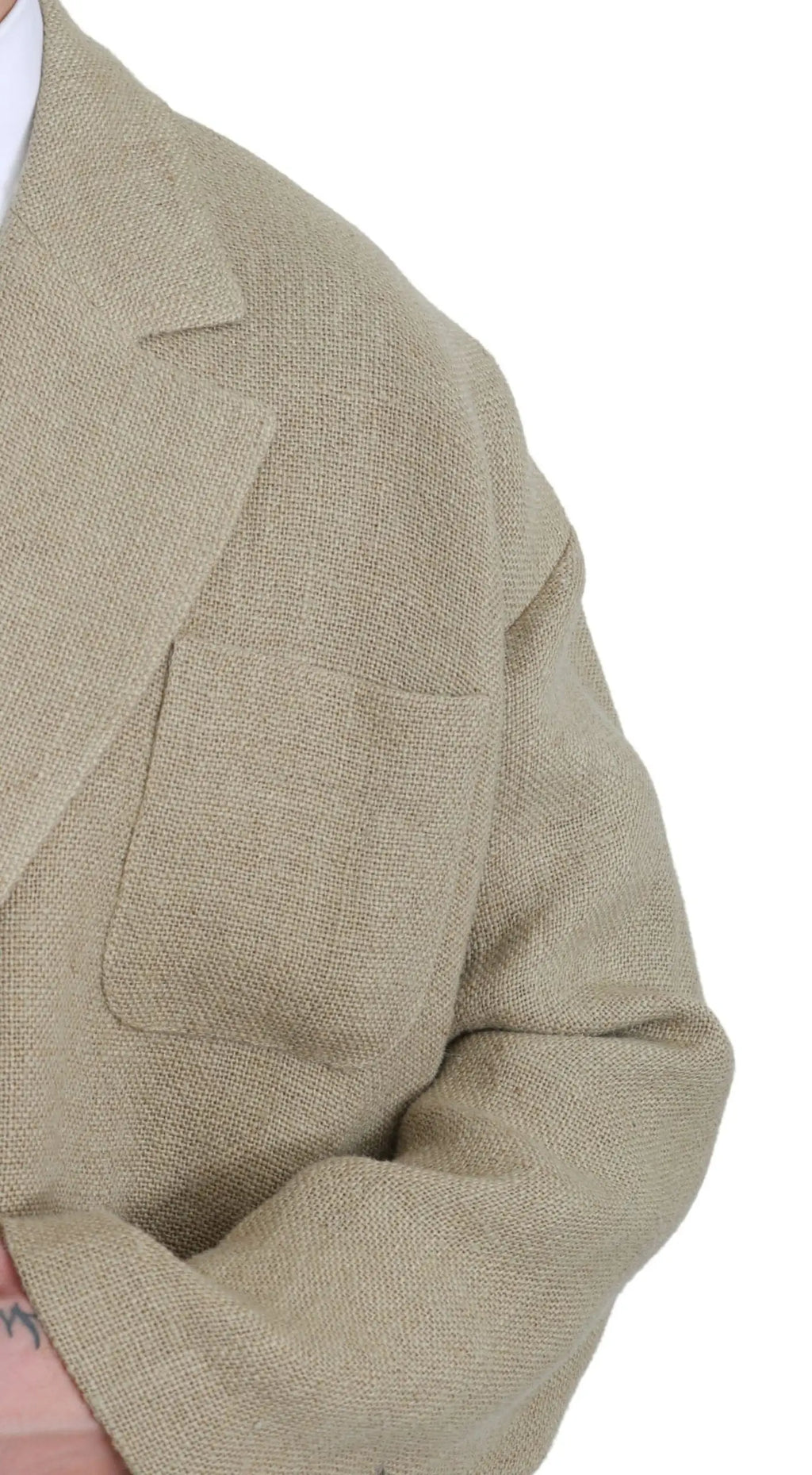 Blazer beige dolce & gabbana en lin 100% jute avec tissage texturé et col structuré