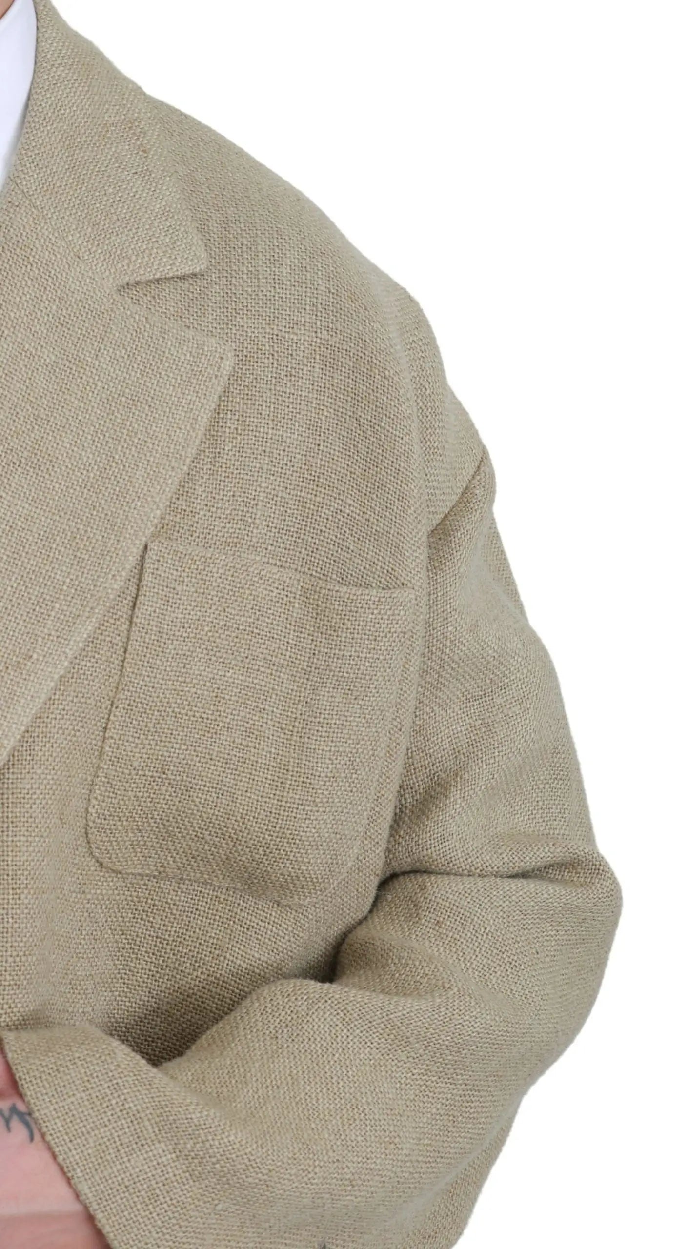Blazer beige dolce & gabbana en lin 100% jute avec tissage texturé et col structuré