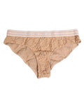 Slip taille haute beige dolce & gabbana en nylon avec dentelle et ceinture élastique rayée visible de face