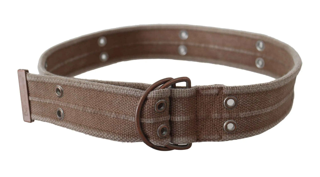 Ceinture dolce & gabbana beige en cuir avec boucle sling et ceinture en toile marron à œillets métalliques