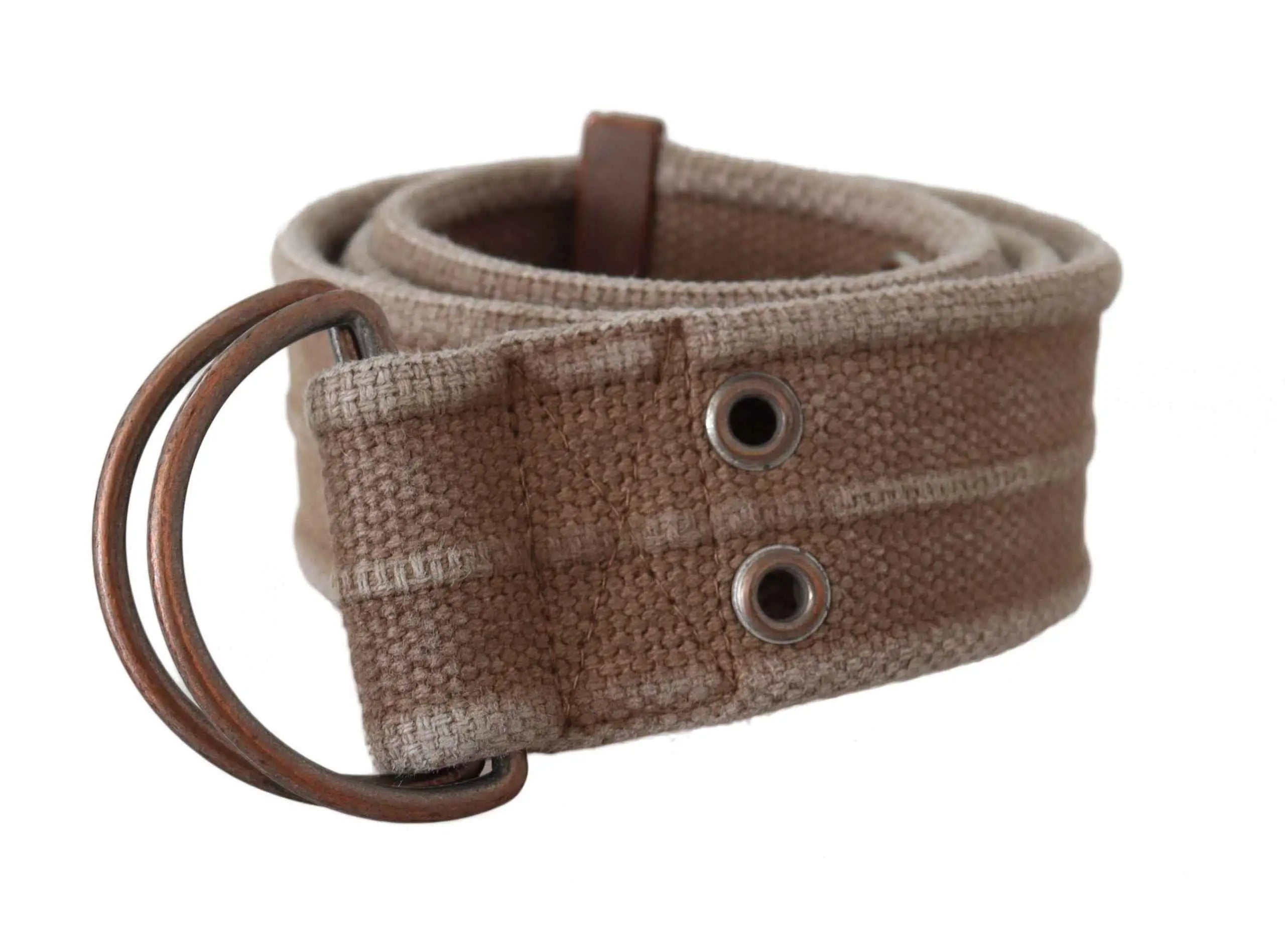 Dolce & gabbana beige ceinture en cuir avec boucle tan en toile et boucle metal rouille avec deux oeillets assortis