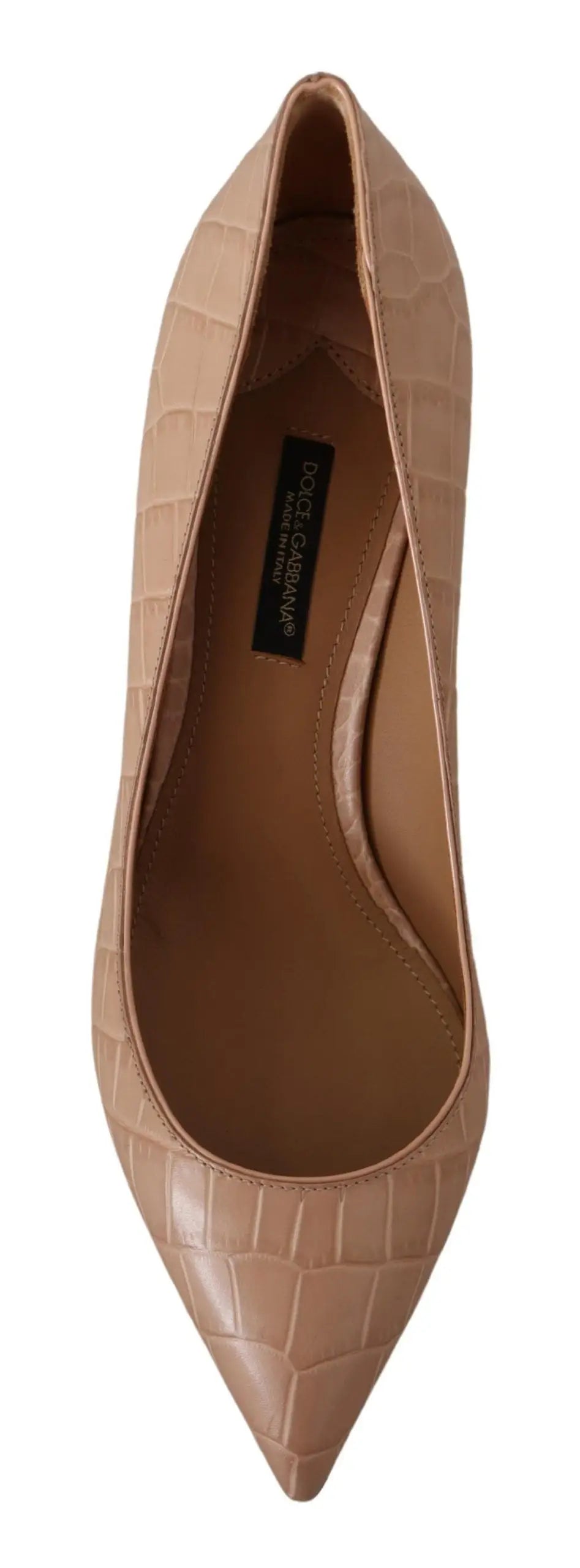 Escarpins pointus beige en cuir embossé croco dolce gabbana pour femme