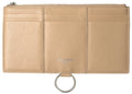Dolce & gabbana beige leather zippered card case with metal ring for shoulder strap wallet use