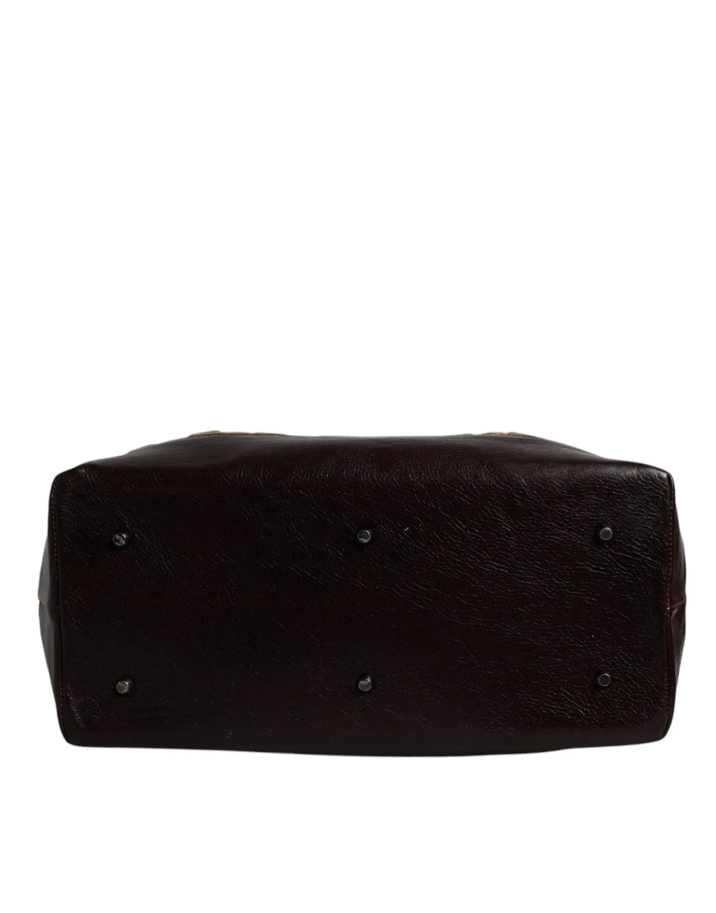 Sacoche en cuir brun foncé avec clous en métal argenté de base pour sac de voyage en velours jacquard beige maroon dolce gabbana