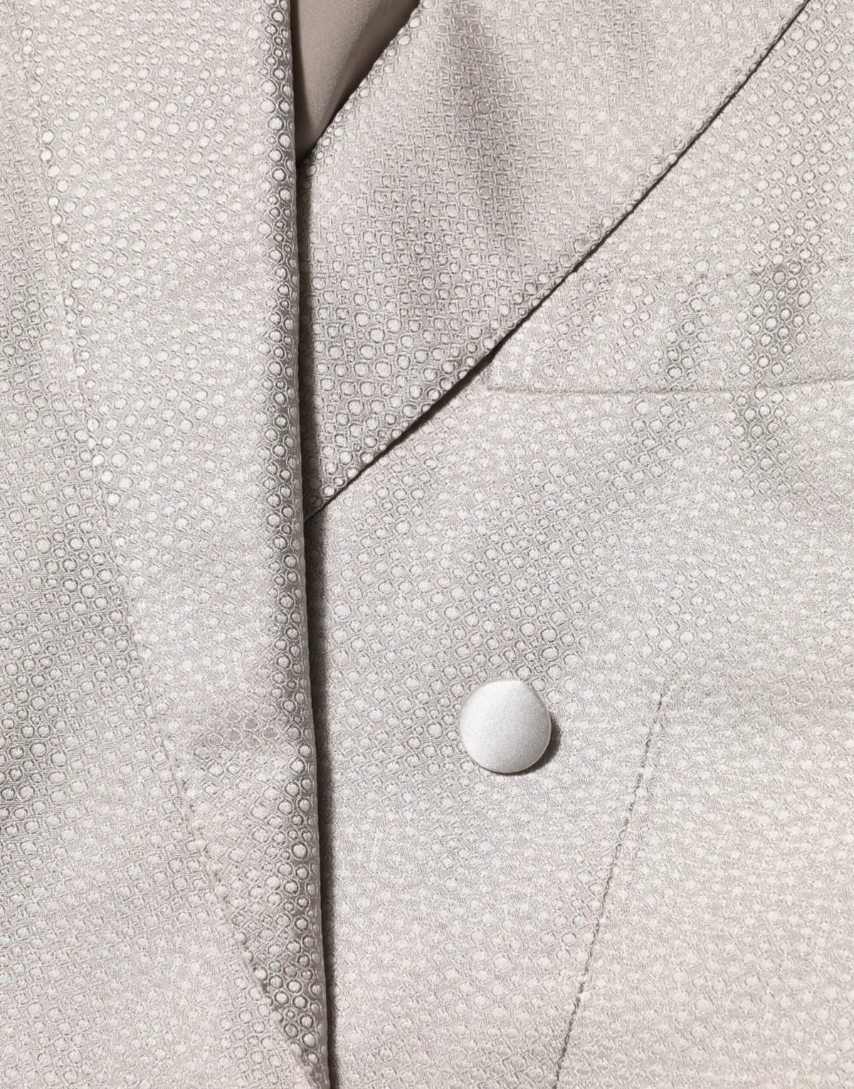 Dolce & Gabbana beige martini double-breasted suit blazer en tissu texturé gris avec bouton blanc assorti