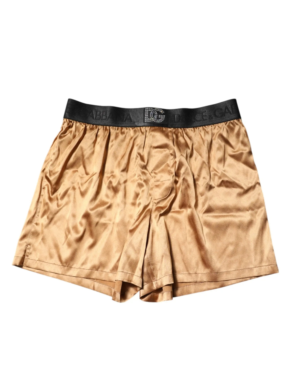Boxer satin doré avec ceinture élastique noire dolce gabbana pour homme beige ensemble masque et sous-vêtements