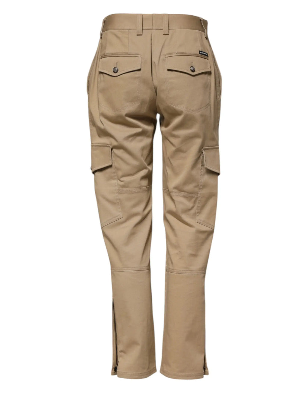 Pantalon cargo beige dolce & gabbana taille moyenne avec poches multiples et fermetures éclair latérales