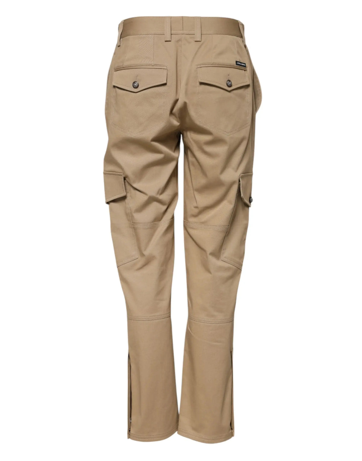Pantalon cargo beige dolce & gabbana taille mi-haute avec poches à rabat et fermetures éclair latérales