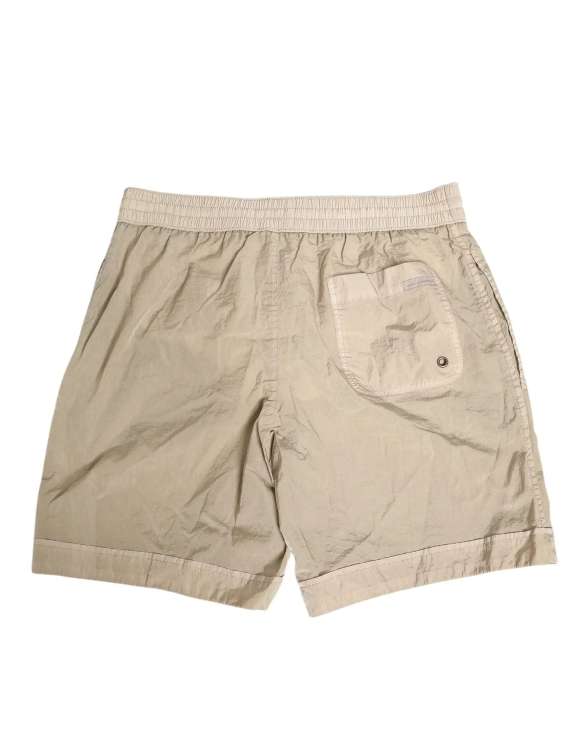 Short de bain boxer homme dolce gabbana beige en nylon vue arrière avec taille élastique et poche arrière unique