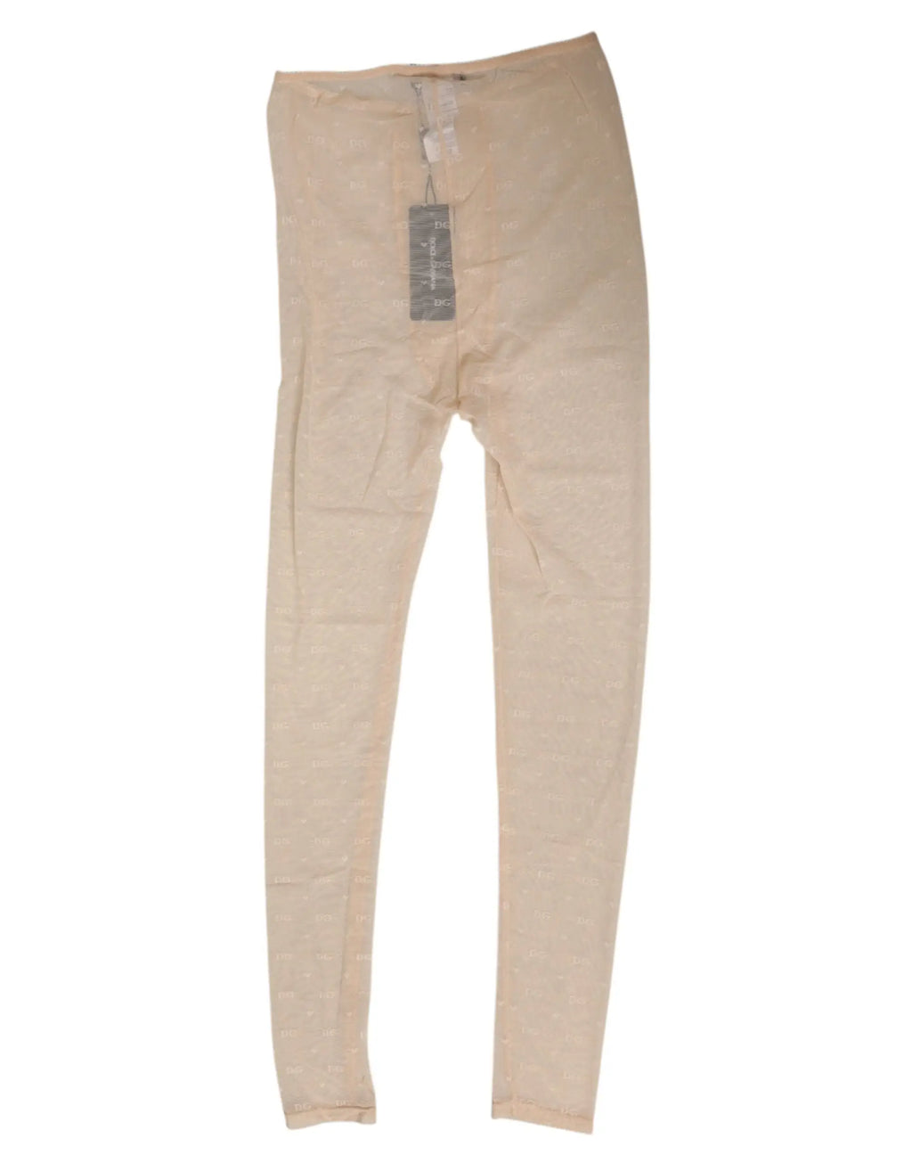 Legging beige dolce gabbana en nylon stretch avec logo en dentelle et étiquette visible design ajusté