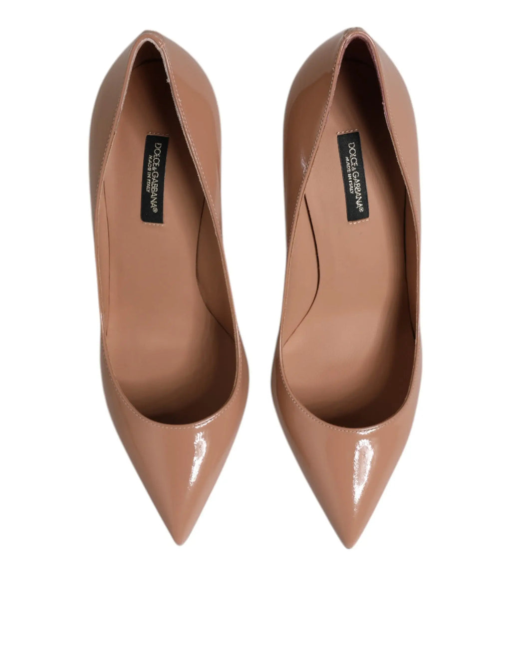 Dolce & gabbana escarpins beige en cuir verni avec talons aiguilles pointus