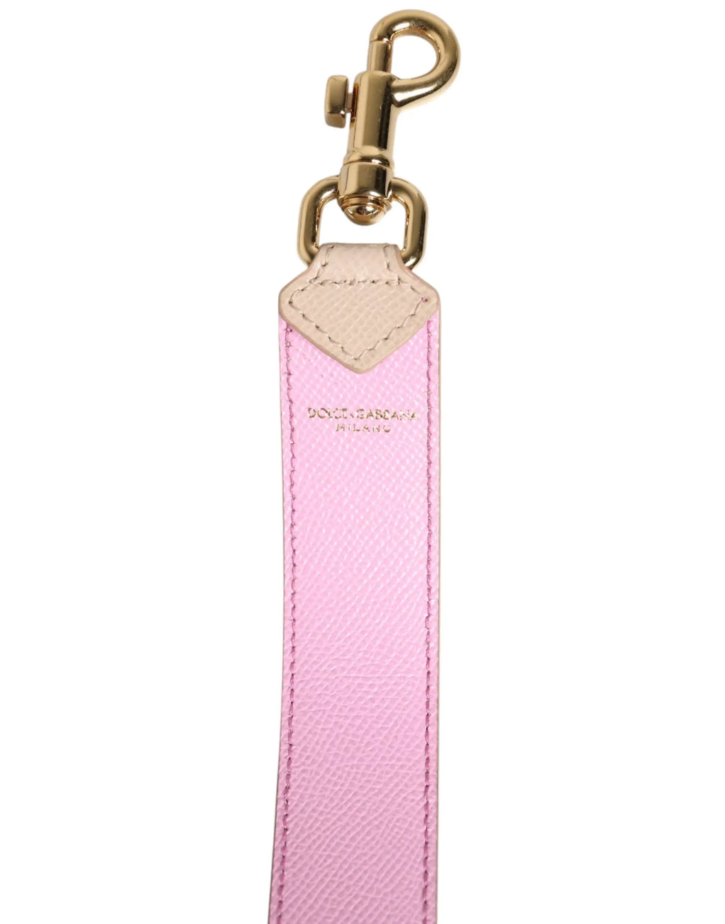 Strap daccessoire pour sac en cuir rose texturé avec fermoir métal doré et embossage dolce & gabbana milano
