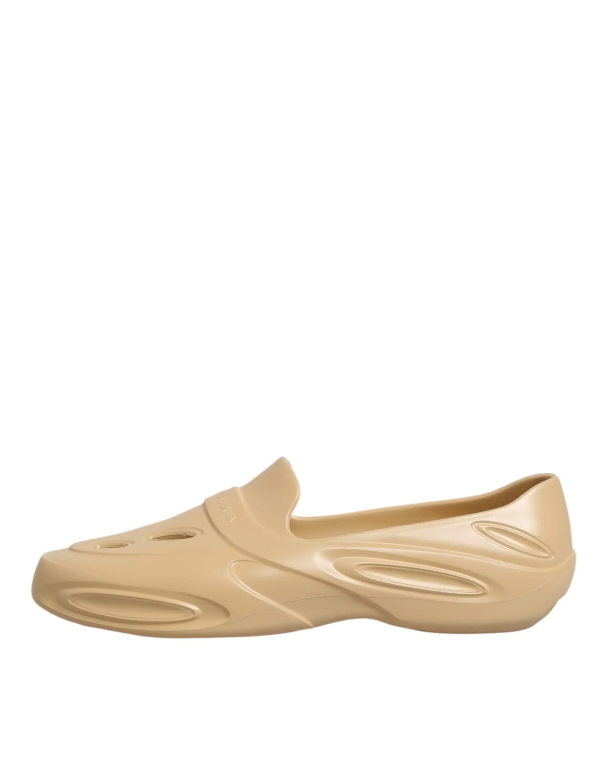 Dolce & gabbana beige rubber slides low top sneakers with sleek molded design and subtle oval cutouts