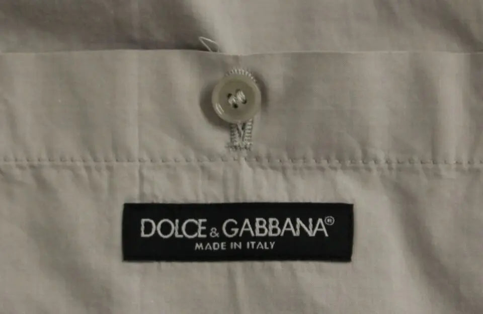 Chemise boutonnée gris clair avec étiquette noire dolce & gabbana made in italy et bouton assorti pour gilet beige en soie mixte formel
