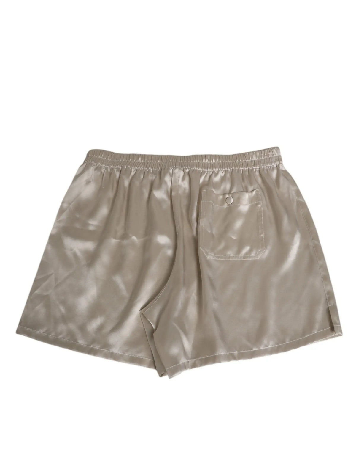 Beige satin shorts dolce & gabbana en soie avec ceinture élastique pour homme, aspect satiné subtil
