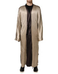 Long manteau kimono en satin beige dolce & gabbana avec doublure intérieure marron foncé et fentes latérales