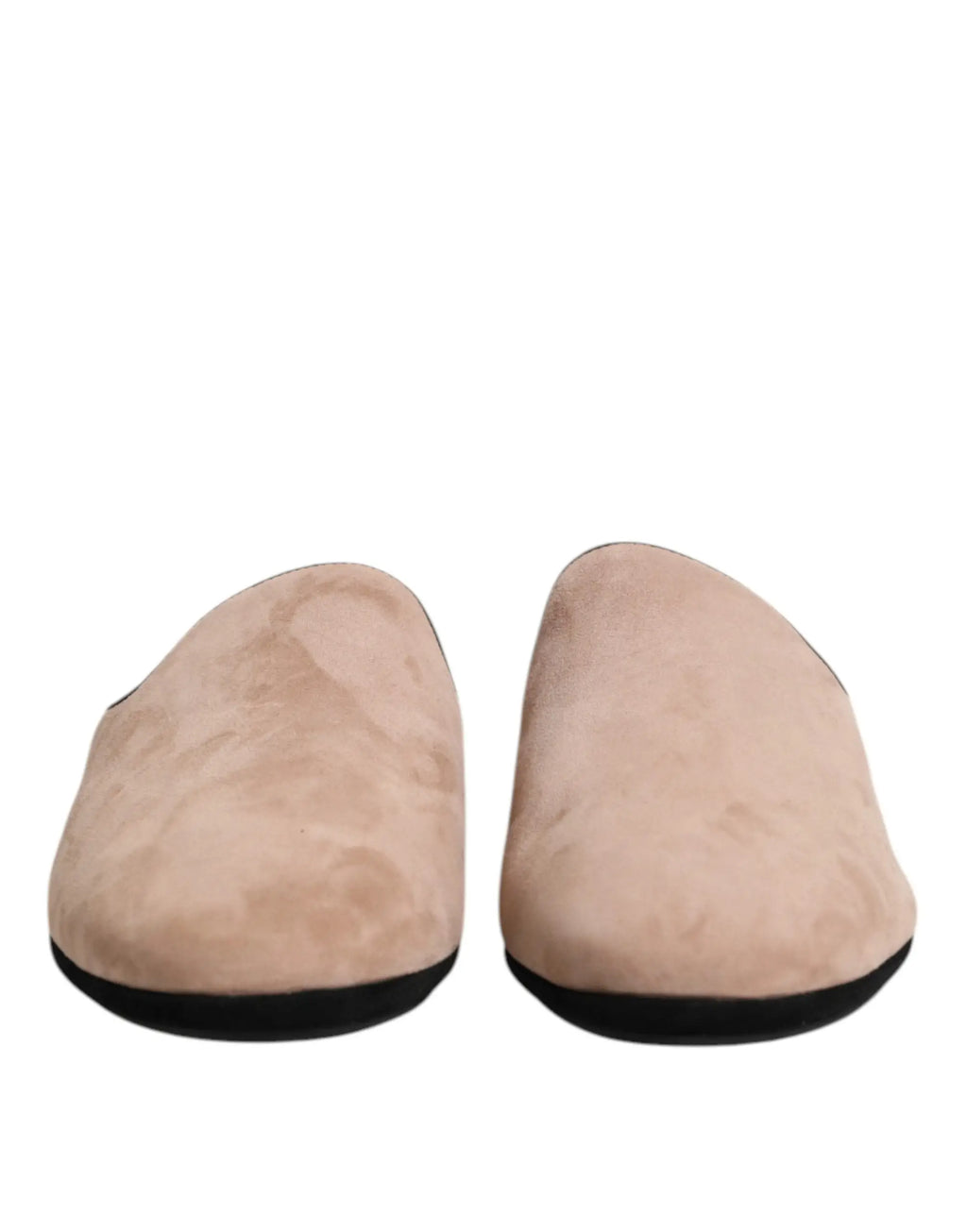 Mules beige en daim dolce gabbana avec semelles en caoutchouc noir chaussure plate style mule