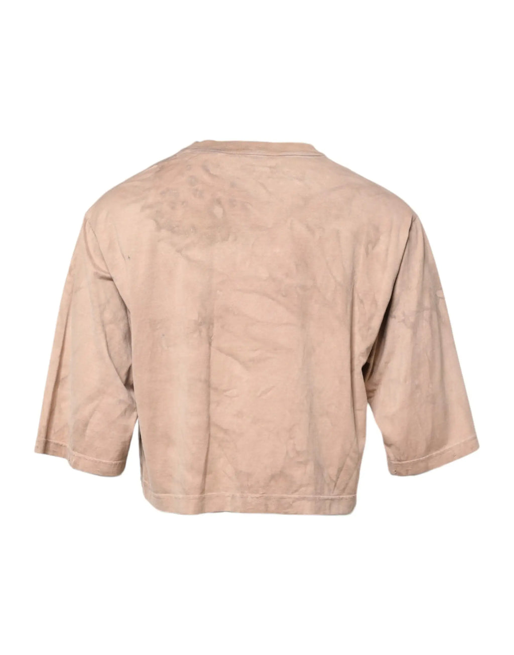Beige t-shirt court dolce gabbana avec motif tie dye subtil et coupe décontractée légèrement froissée