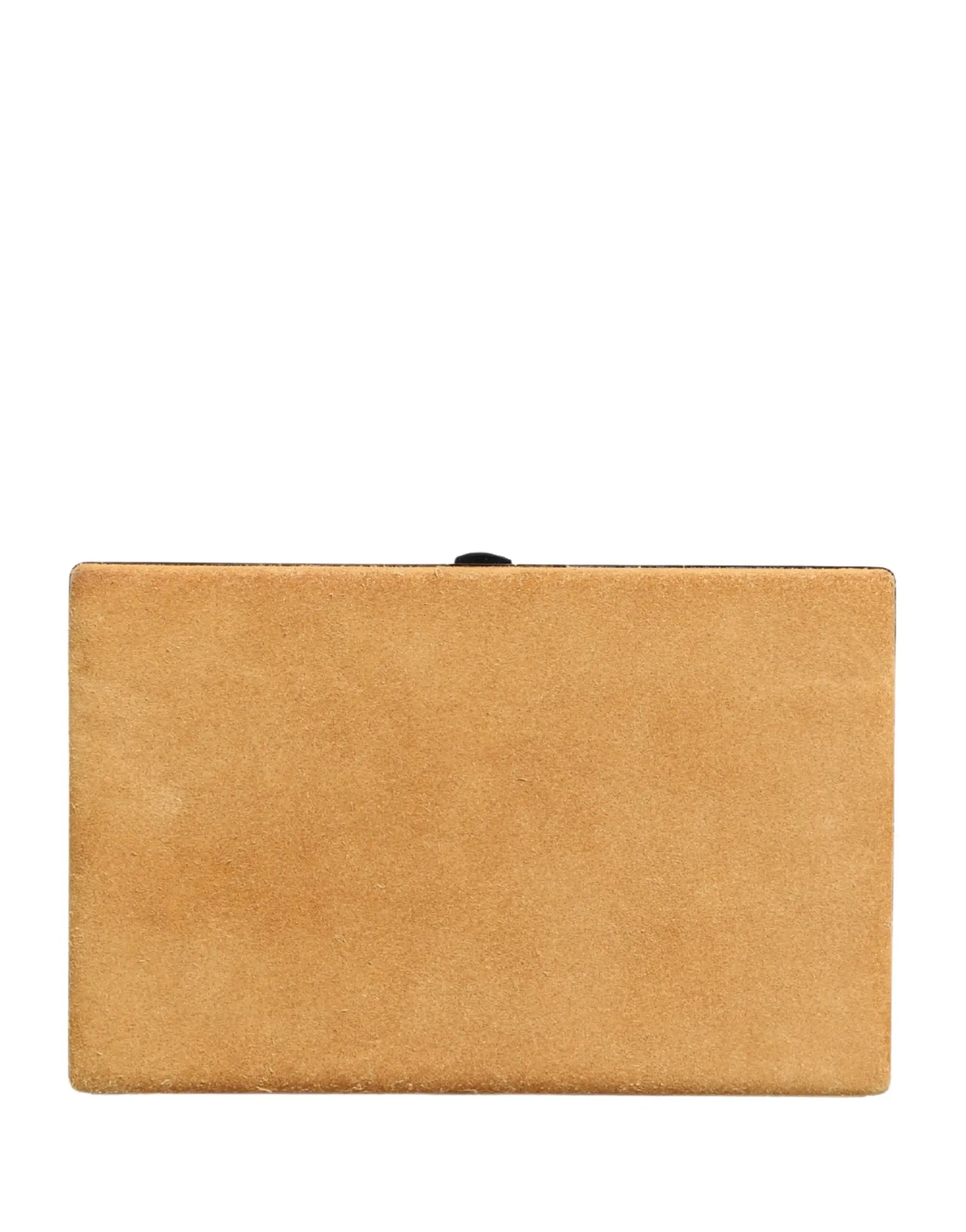 Clutch beige en cuir de veau velours dolce gabbana avec design minimaliste et petite fermeture noire en haut
