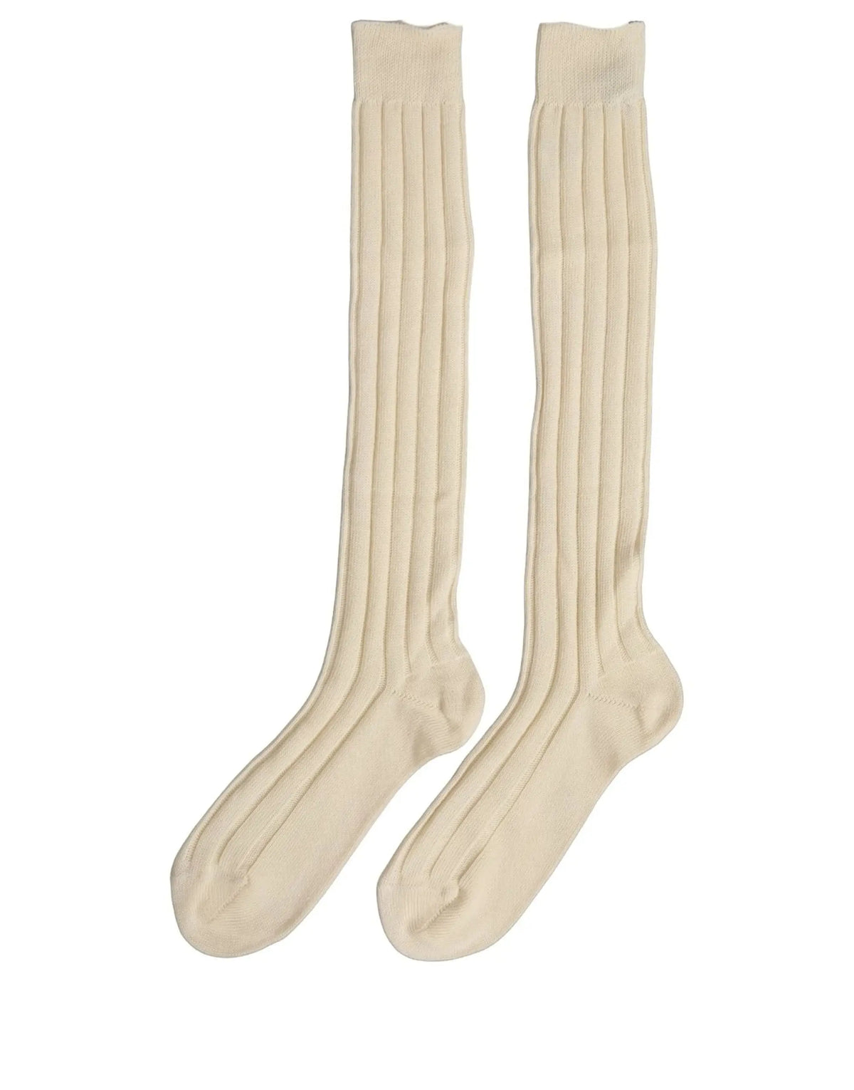Chaussettes hautes ivoire en laine stretch dolce gabbana avec maille côtelée douce