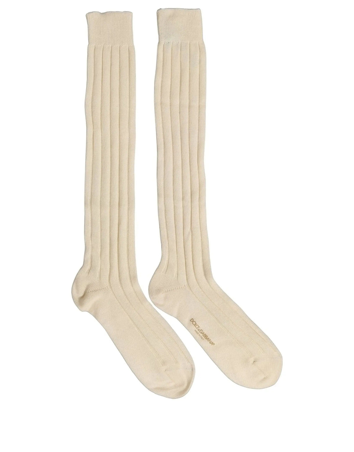 Chaussettes dolce & gabbana beige en laine côtelée montantes avec texture douce et stretch