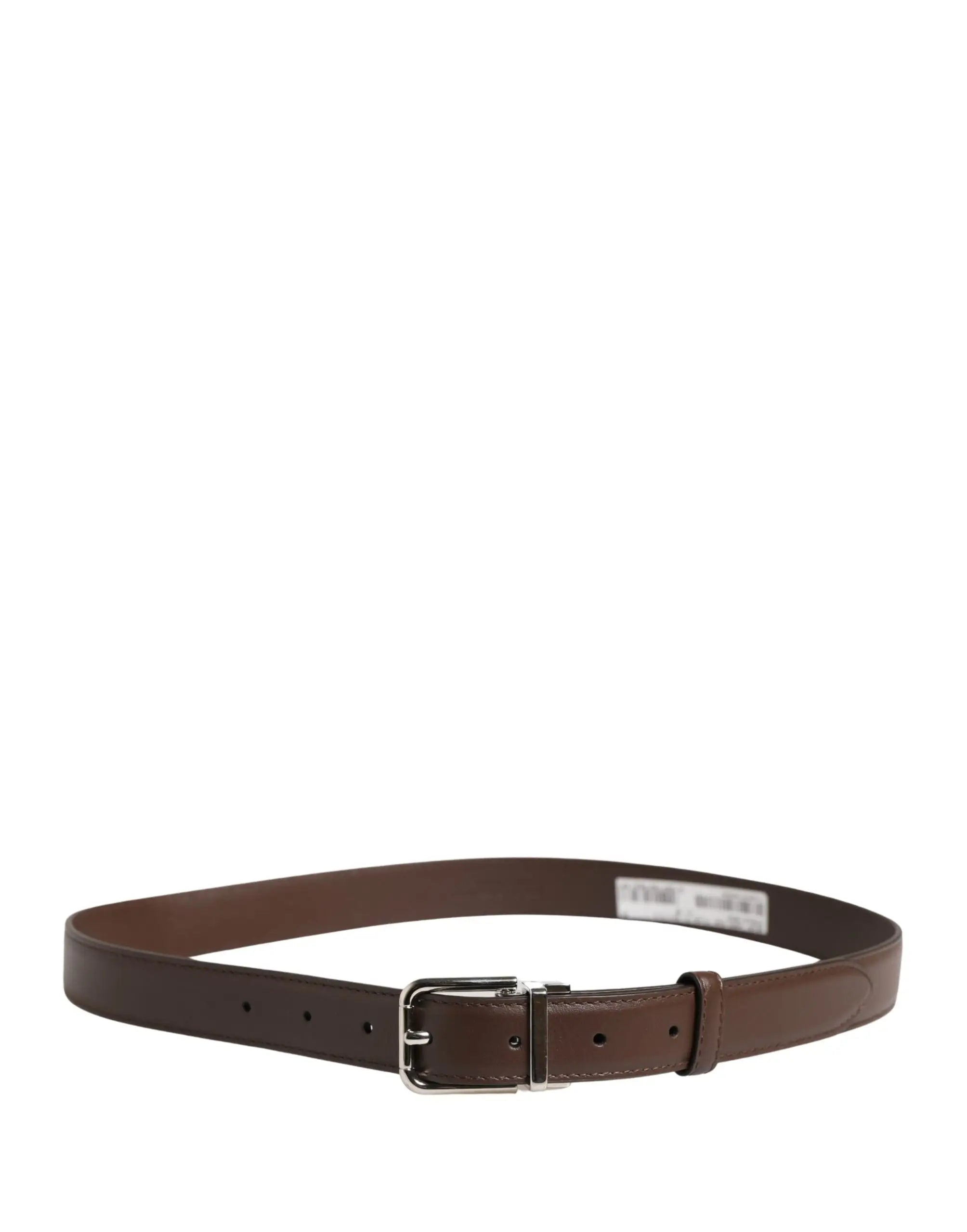 Ceinture dolce & gabbana homme en cuir marron classique avec boucle en métal argenté