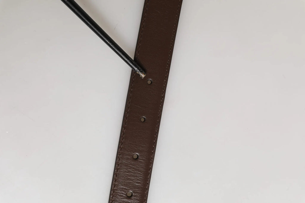 Ceinture dolce & gabbana homme marron en cuir classique avec boucle en métal et œillets métalliques espacés régulièrement