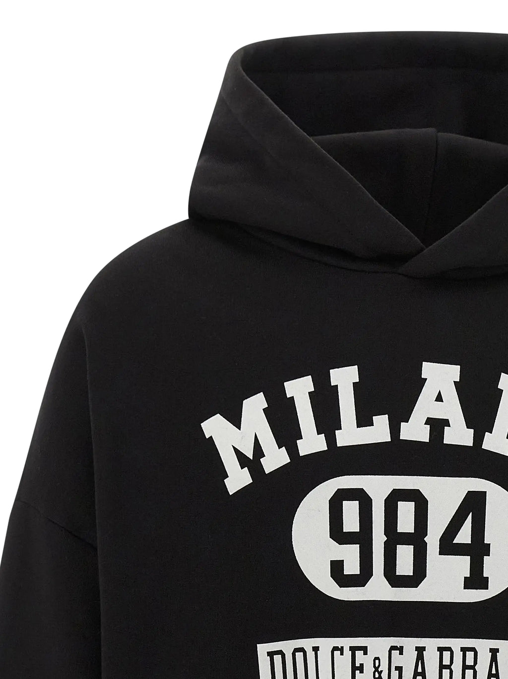 Sweatshirt bicolor en coton dolce & gabbana noir avec lettrage blanc milan 984 sur la poitrine