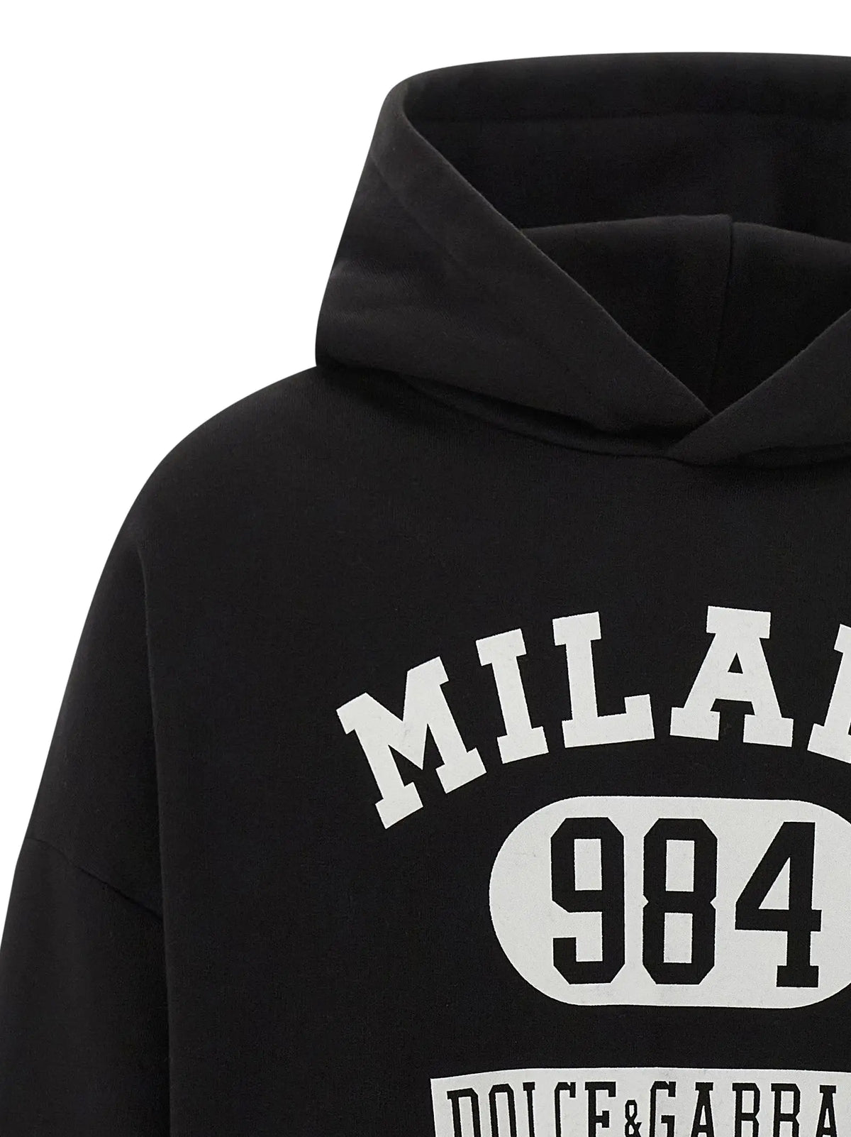 Sweatshirt bicolor en coton dolce & gabbana noir avec lettrage blanc milan 984 sur la poitrine