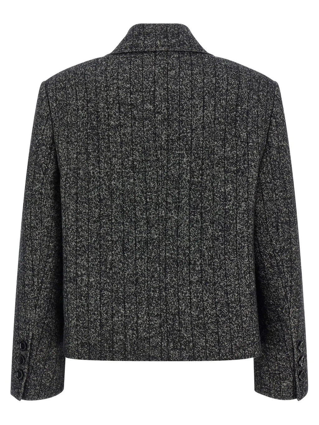 Blazer Dolce & Gabbana bicolore gris foncé en laine côtelée avec col cranté en élasthanne