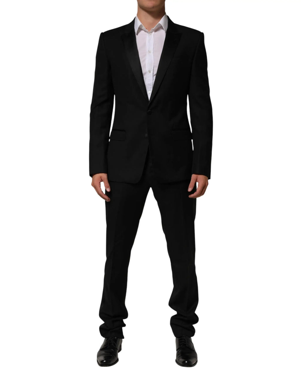 Dolce & gabbana veste noire 2 boutons en tissu façonné avec revers crantés et coupe croisée élégante