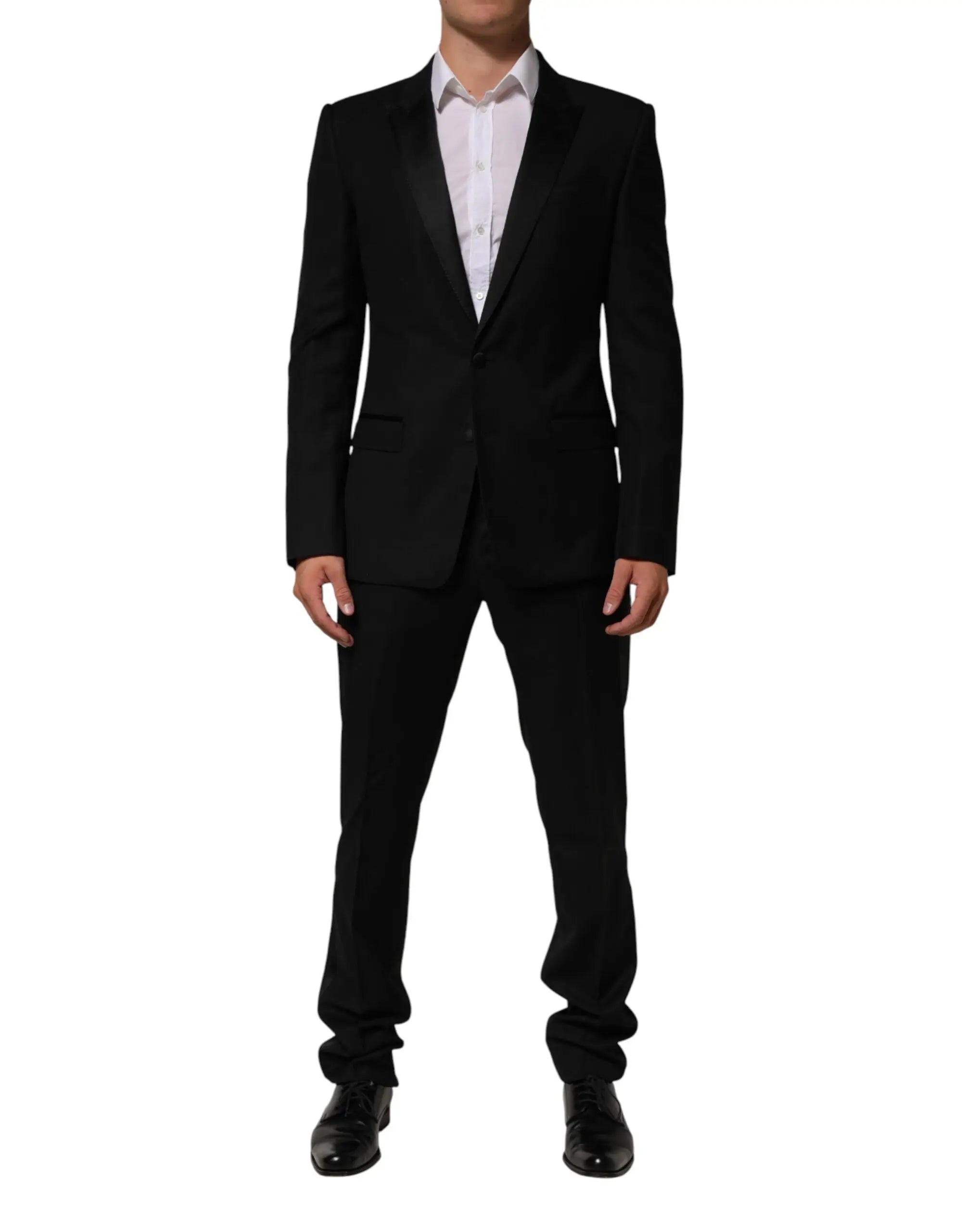 Dolce & gabbana veste noire 2 boutons en tissu façonné avec revers crantés et coupe croisée élégante