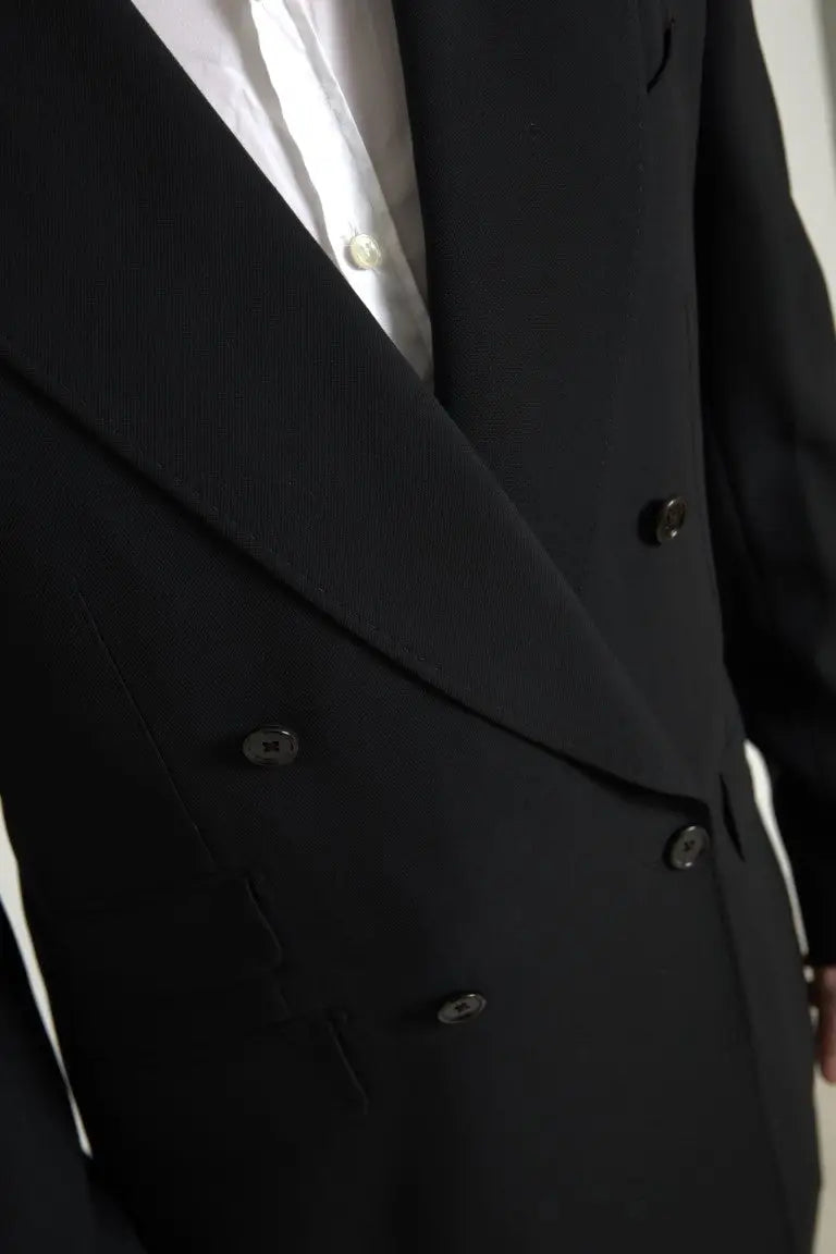Veste de costume noire double boutonnage dolce gabbana sicilia avec texture subtile et boutons foncés
