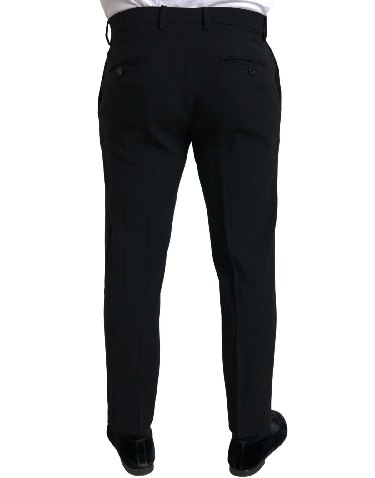 Pantalon noir dolce & gabbana avec coupe droite élégante et plis subtils à l’arrière vue de dos