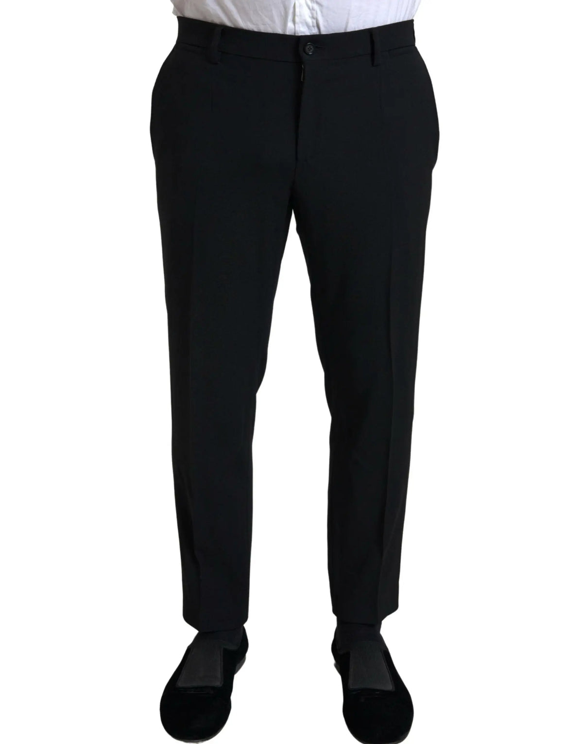 Pantalon noir Dolce & Gabbana tailleur avec coupe formelle élégante et plis subtils pour costume sicilia deux pièces
