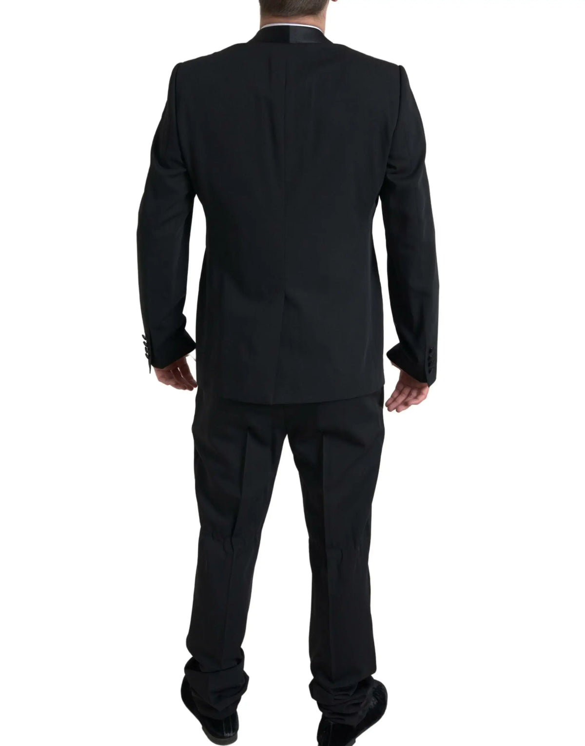 Dolce & gabbana costume martini noir deux pièces en laine avec revers cranté et coupe ajustée