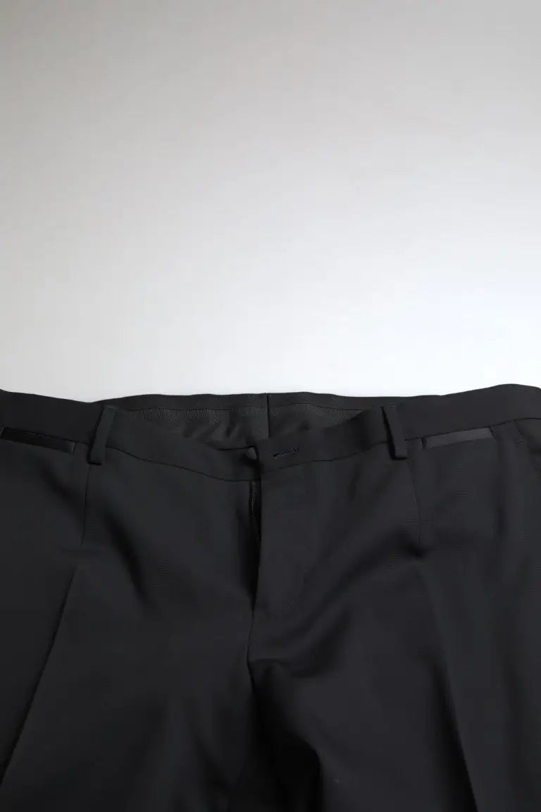 Pantalon noir ajusté dolce gabbana martini en tissu structuré avec plis subtils pour costume deux pièces