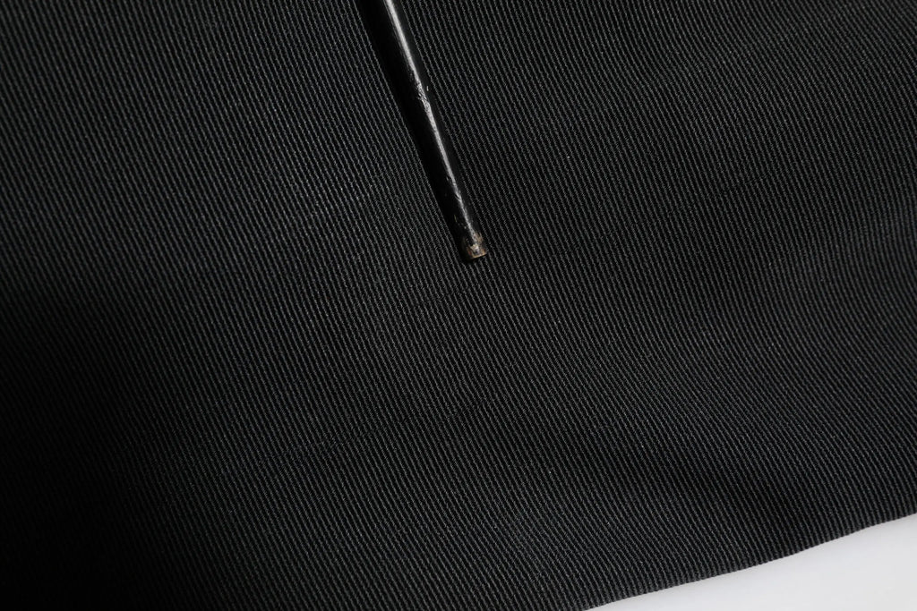 Pantalon tapered taille haute noir dolce gabbana en acetate avec tissu côtelé fin et petite tirette noire au dos