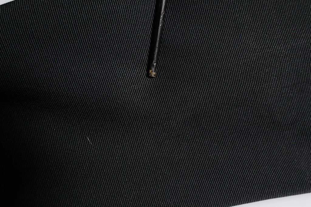 Dolce & gabbana pantalon taille haute fuselé en acétate noir avec tissu texturé et tirette de fermeture éclair visible