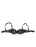 Soutien-gorge balconnet en verre noir brillant en cuir verni avec bretelles réglables de dolce & gabbana