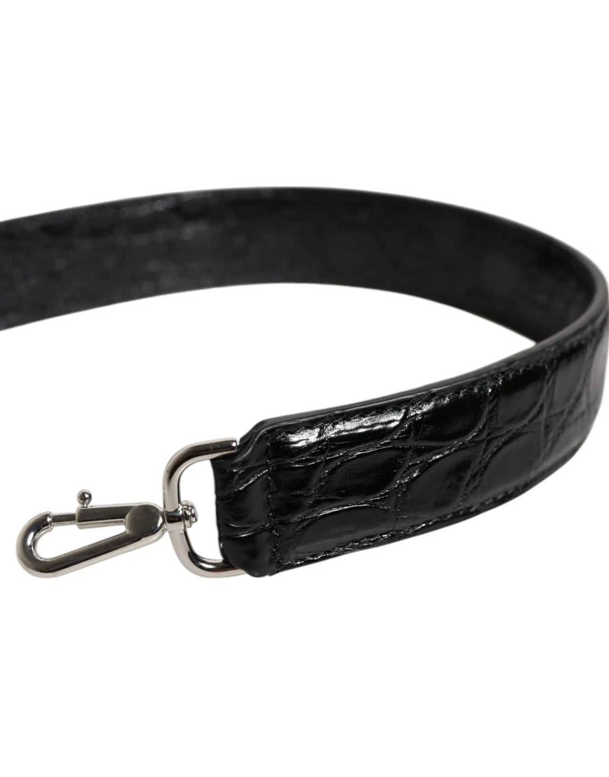Dolce & Gabbana bandoulière noire en cuir façon crocodile avec fermoir métal argenté pour sac alligator