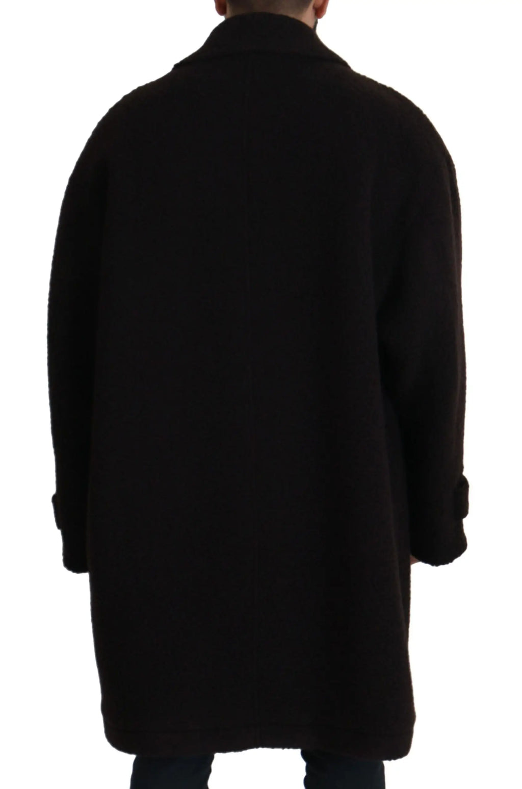 Dolce & Gabbana trench coat noir en alpaga avec col classique et poignets boutonnés en laine noire