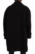 Dolce & Gabbana trench coat noir en alpaga avec col classique et poignets boutonnés en laine noire