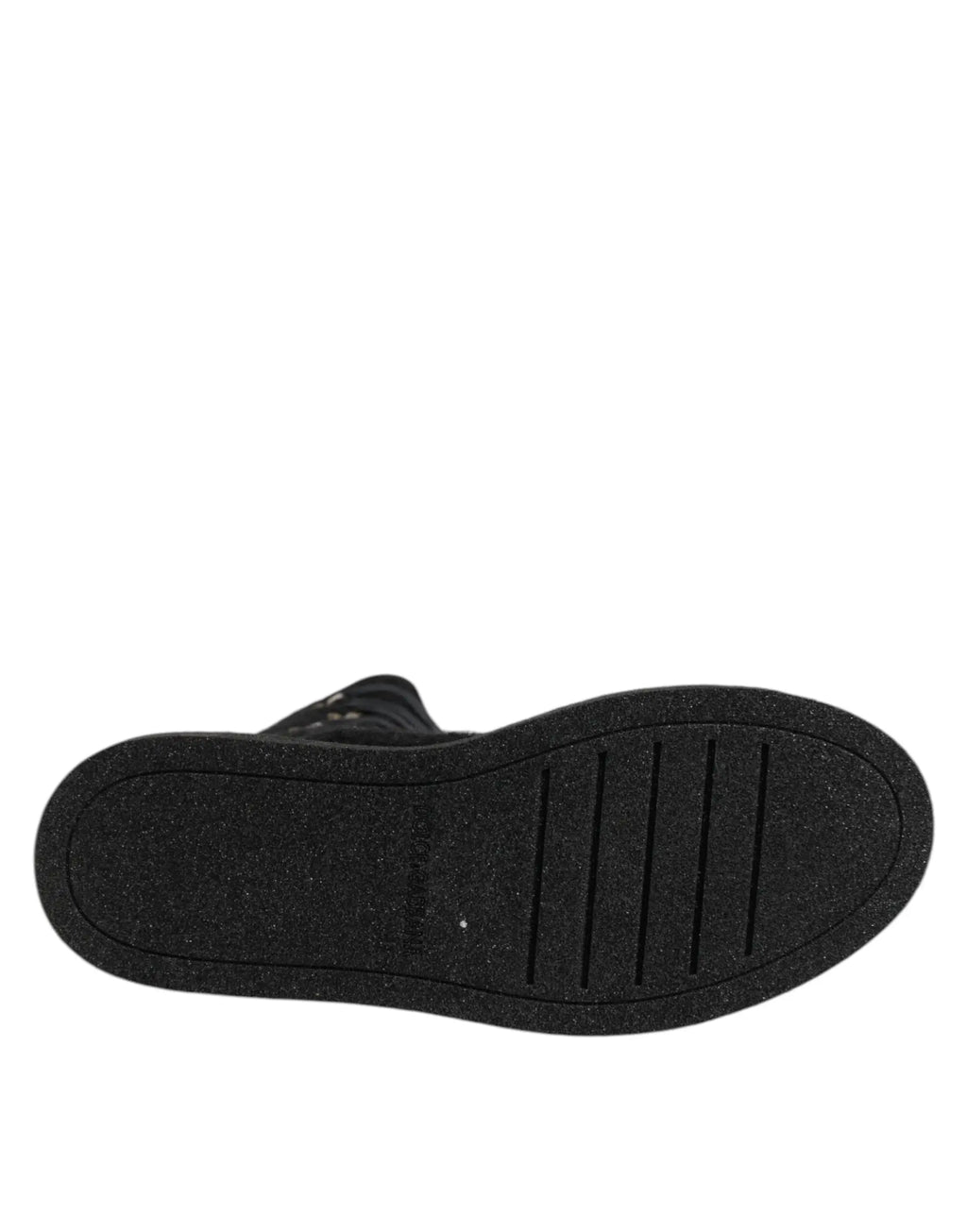 Semelle noire en caoutchouc avec grip texturé et rainures verticales des bottes dolce & gabbana mi-mollet en laine dalpaga et daim