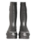 Bottes de pluie noir argento dolce & gabbana en caoutchouc avec semelles épaisses et texturées brillantes