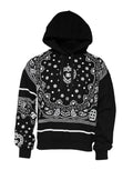 Sweat à capuche dolce & gabbana noir avec imprimé bandana blanc audacieux motifs paisley et géométriques et logo dc au centre