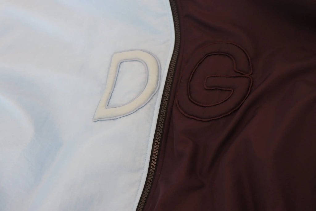 Veste homme dolce gabbana noir bleu à capuche fermeture éclair complète blanc et bordeaux avec logo dg brodé de chaque côté
